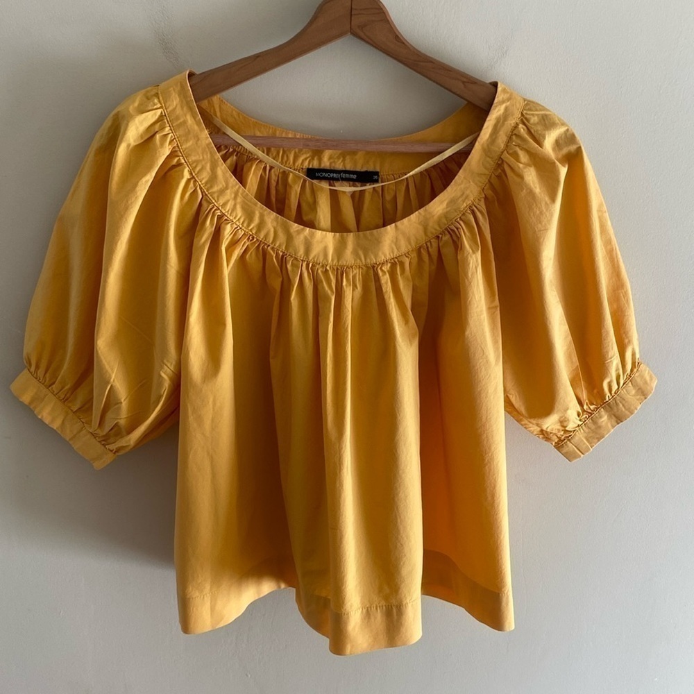 Monoprix Femme Cotton Crop Blouse